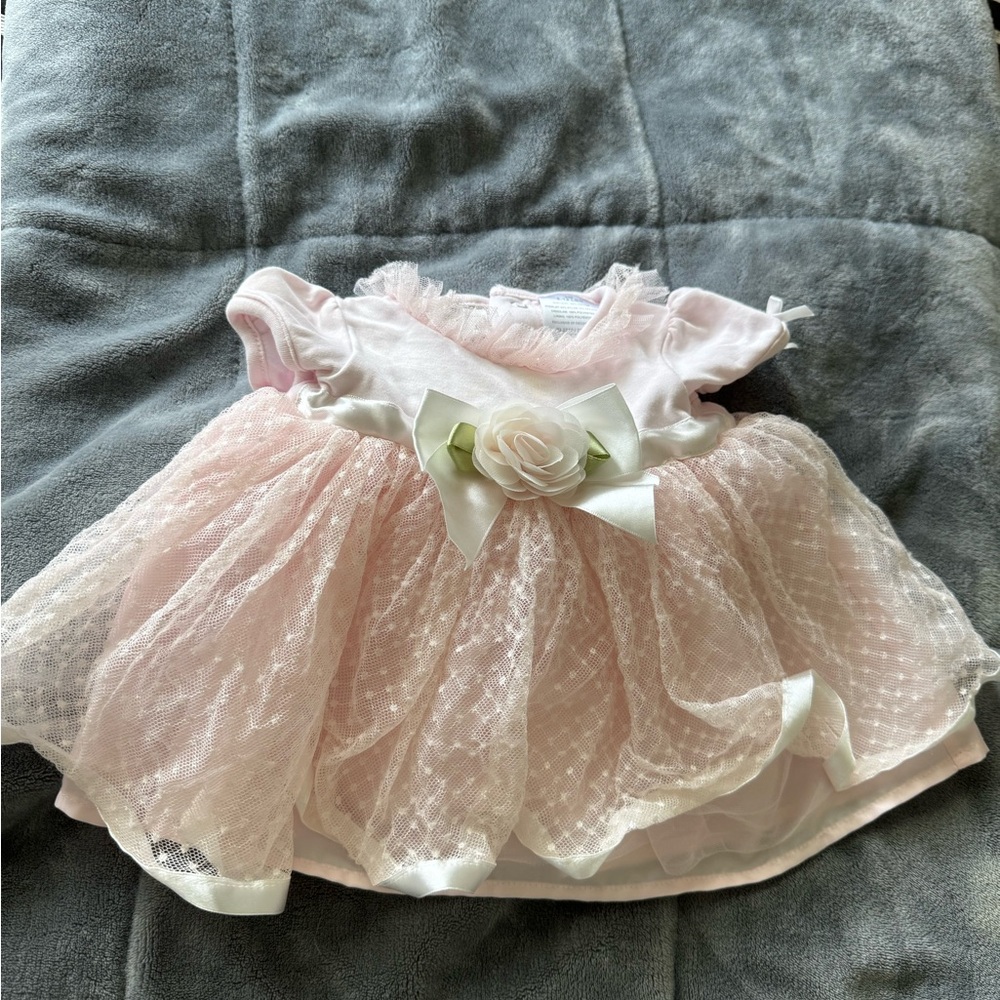 Koala Baby Boutique Pink Floral Bow Tulle Baby Girls Dress size 3 mo